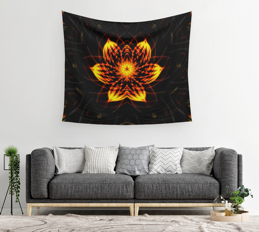 Eternal Inner Light Glowing Fire Flower - Wall Tapestry (cotton sateen)