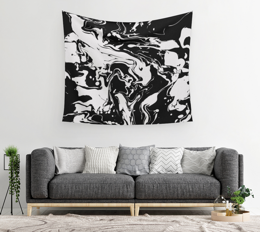 Black and White Swirls - Wall Tapestry (cotton sateen)
