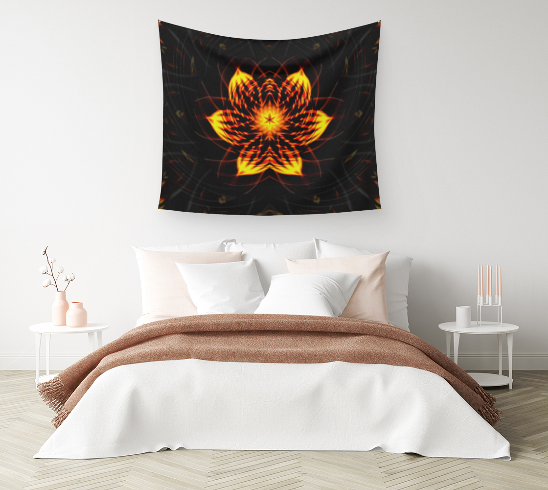Eternal Inner Light Glowing Fire Flower - Wall Tapestry (cotton sateen)