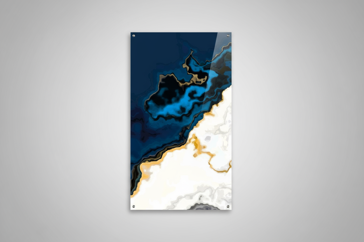 Sapphire Emerald Marble Sea Coast - Fine Art Wall Print
