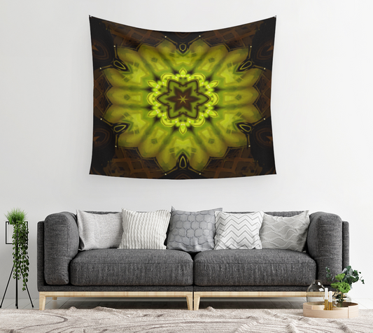 Glowing Green Hexa Star Leaf - Wall Tapestry (cotton sateen)
