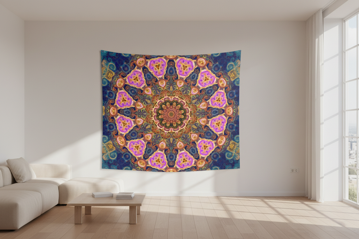Wheel of a Fortune (pink jewels) - Indoor Wall Tapestry