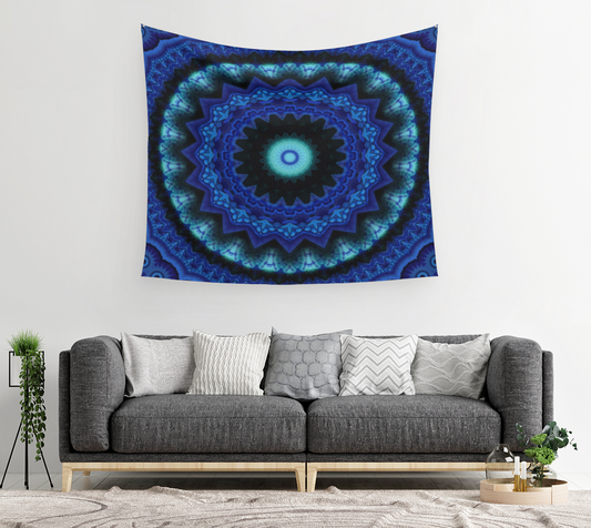 Ice Lotus Crown Mandala - Wall Tapestry (cotton sateen)