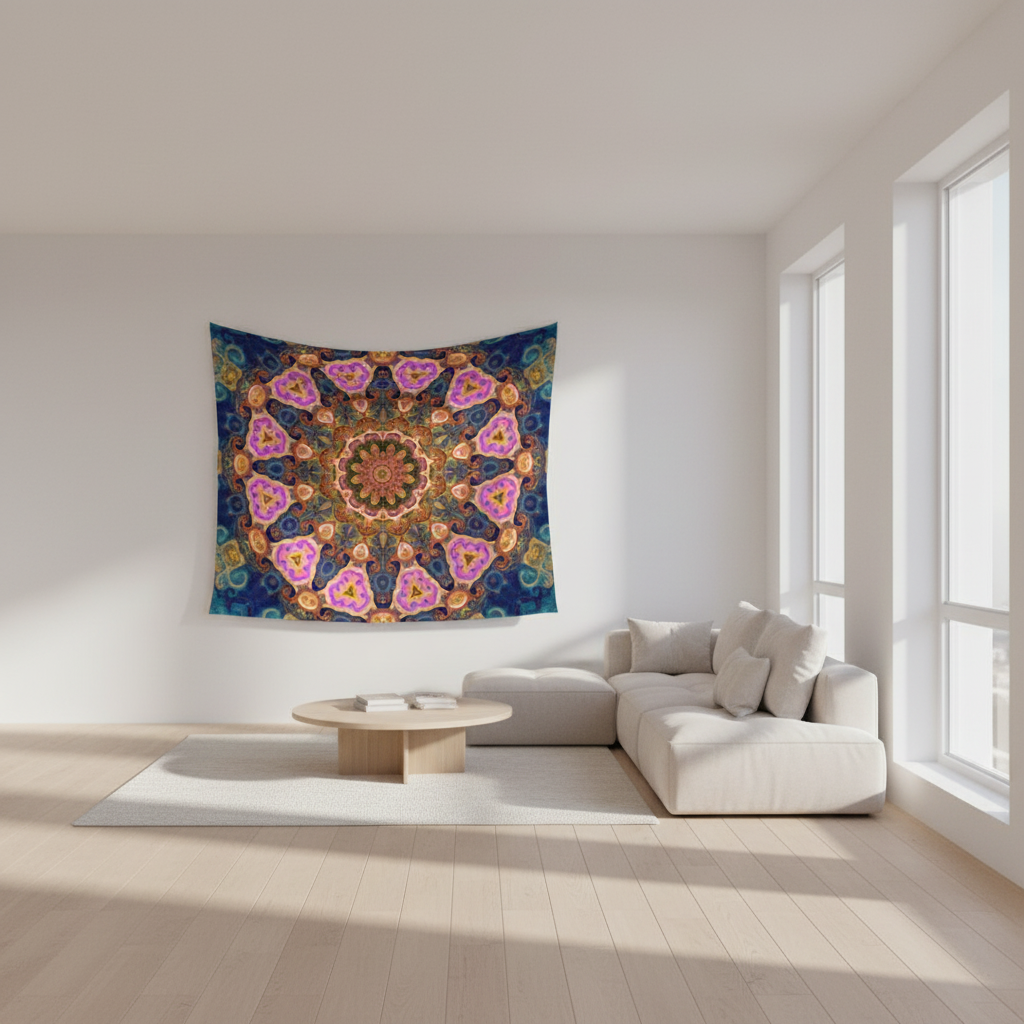 Wheel of a Fortune (pink jewels) {cotton sateen} - Wall Tapestry