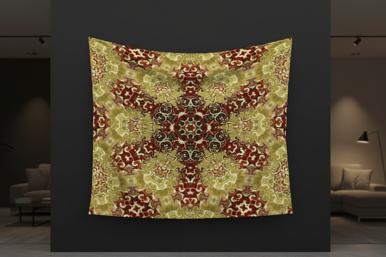 Red Horn Dragon Star Pentacle - Wall Tapestry (cotton sateen)