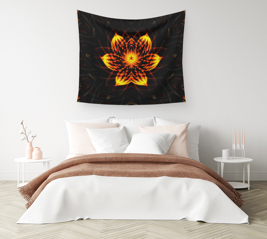 Eternal Inner Light Glowing Fire Flower - Wall Tapestry (cotton sateen)