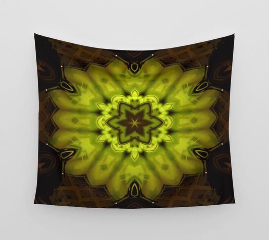Glowing Green Hexa Star Leaf - Wall Tapestry (cotton sateen)