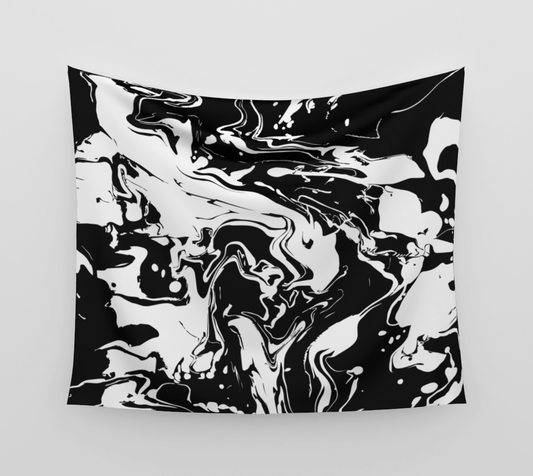 Black and White Swirls - Wall Tapestry (cotton sateen)
