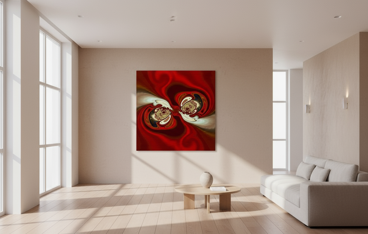 Crimson Cream Swirl  - Fine Art Wall Print