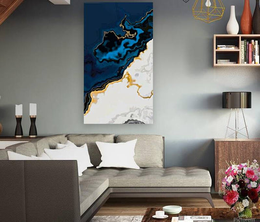 Sapphire Emerald Marble Sea Coast - Fine Art Wall Print